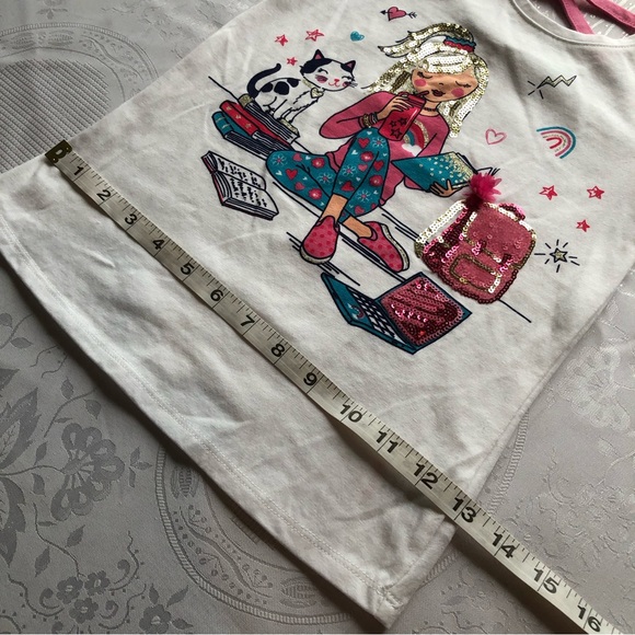 Cynthia Rowley Girls Size S(5-6) White Blouse Back To School Graphics sequenced - Picture 9 of 12